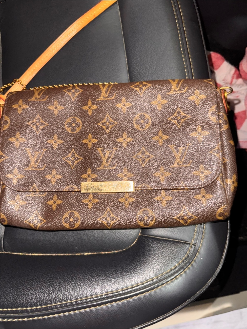 Louis Vuitton Brown Monogram Crossbody with Orange Strap - Picture 2 of 4